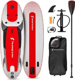 Premium Stand Up Paddling Board | 7in1 SUP Board Set | Compleet Met Accessories | Plus Actioncam Houder | Standup Paddle 320x80x16cm | Waterfiets SUP Opblaasbaar | Sportstech WPB320 Paddle Board