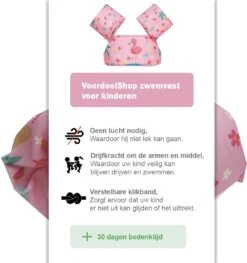 VoordeelShop Zwemvest Kinderen - Puddle Jumper Deluxe - Flamingo - 14 Tot 25kg - 2 Tot 6 Jaar - Zwemband - Reddingsvest - Zwemvest Kind -Watersporten Winkel 1126x1200
