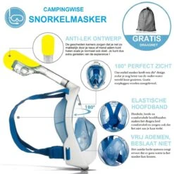 Campingwise Full Face Duikmasker - Snorkelmasker - Blauw - Maat S/M - Met Draagnet -Watersporten Winkel 1200x1200 105
