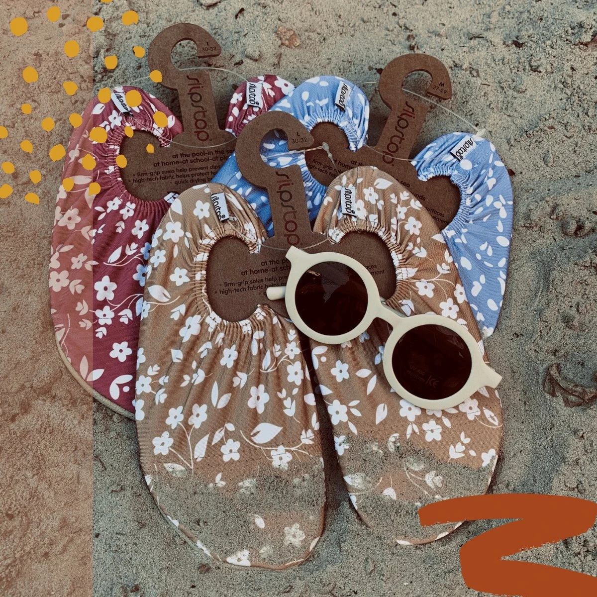 Slipstop Stone Flower - Roest Bruin Met Witte Bloemen 4 Slipstop Stone Flower - Roest Bruin Met Witte Bloemen - Afbeelding 2