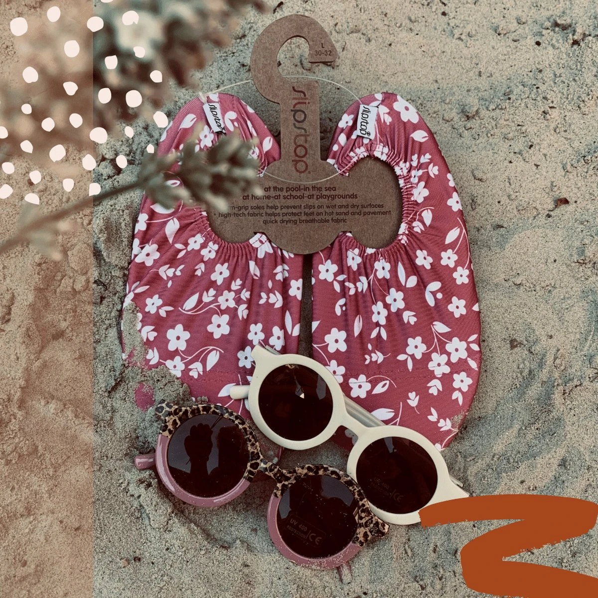 Slipstop Stone Flower - Roest Bruin Met Witte Bloemen 5 Slipstop Stone Flower - Roest Bruin Met Witte Bloemen - Afbeelding 3