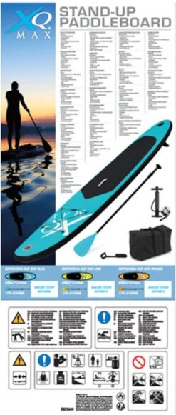 XQ Max SUP Board - 285cm - Tot 80kg - Blauw -Watersporten Winkel 510x1200